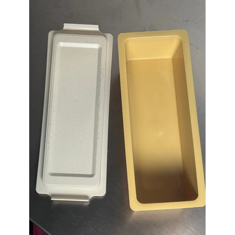 Vintage Tupperware Harvest Gold Butter Keeper Dish Container‎ 637-9 & 636-12